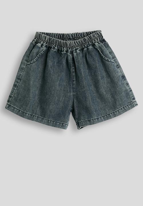 Pop Candy - Handkerchief hem denim top with shorts - washed blue
