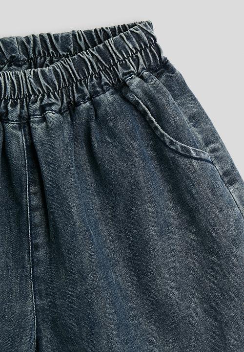Pop Candy - Handkerchief hem denim top with shorts - washed blue