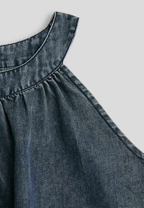 Pop Candy - Handkerchief hem denim top with shorts - washed blue