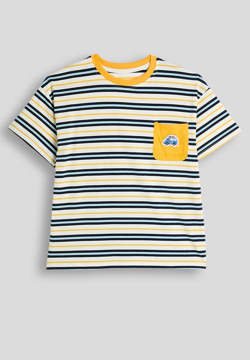 Pop Candy - Striped tee with plain shorts - navy/yellow