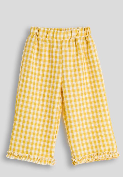 Pop Candy - Gingham ruffled trim blouse and pants - yellow