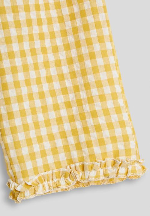 Pop Candy - Gingham ruffled trim blouse and pants - yellow