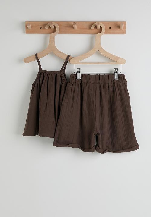 Pop Candy - Camisole top with roll-up shorts - chocolate