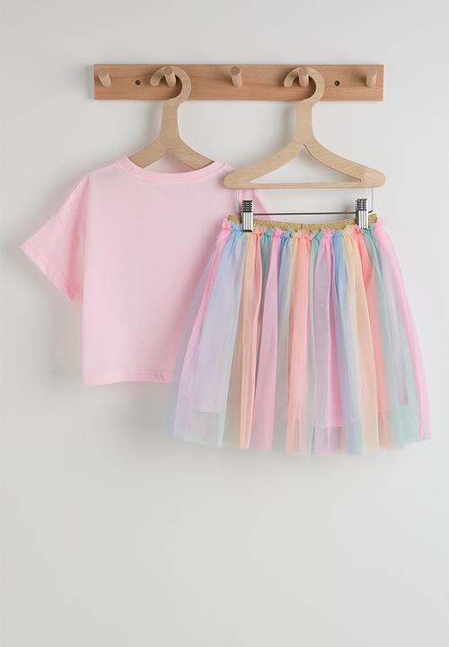 Pop Candy - Graphic tee with tulle skirt - pink/multi