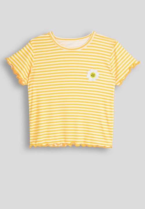 Pop Candy - Lettuce hem tee & shorts - yellow stripes