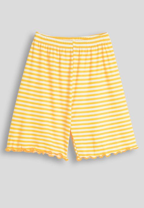 Pop Candy - Lettuce hem tee & shorts - yellow stripes