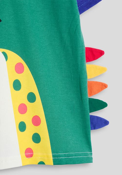 Pop Candy - Dino graphic tee with 3D spike shorts - white/blue/multi
