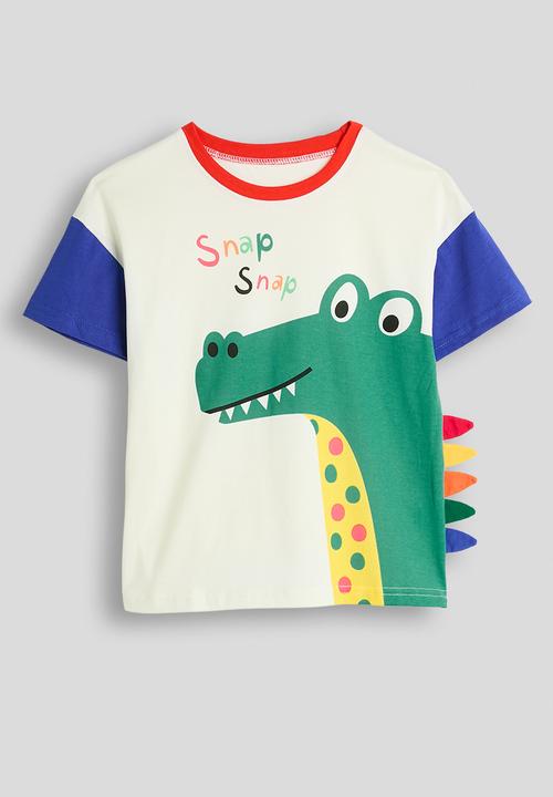 Pop Candy - Dino graphic tee with 3D spike shorts - white/blue/multi