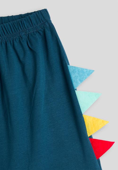 Pop Candy - Dino graphic tee with side spike shorts - sea blue