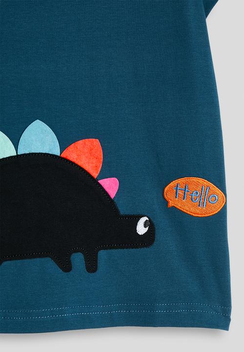 Pop Candy - Dino graphic tee with side spike shorts - sea blue