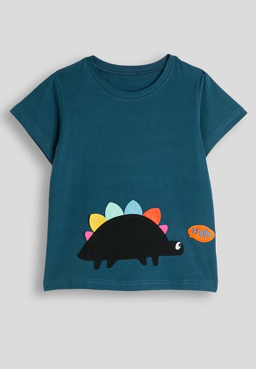 Pop Candy - Dino graphic tee with side spike shorts - sea blue