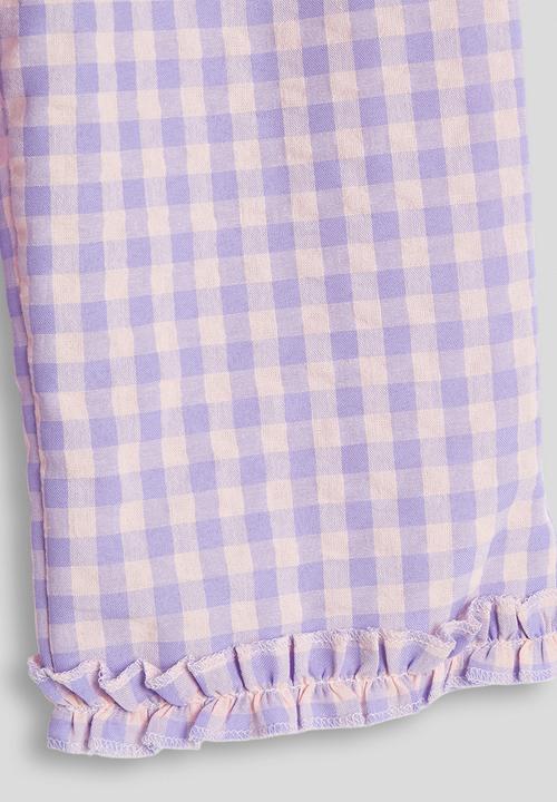 Pop Candy - Gingham ruffled trim blouse and pants - lilac/light pink