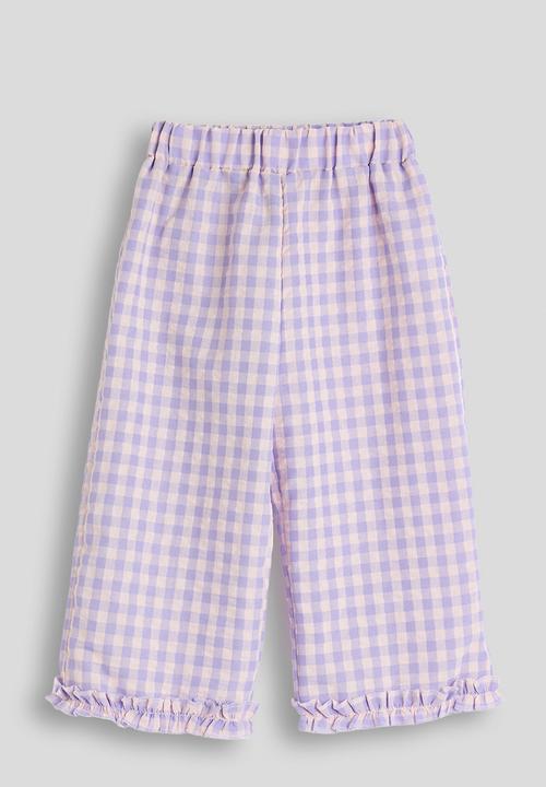 Pop Candy - Gingham ruffled trim blouse and pants - lilac/light pink