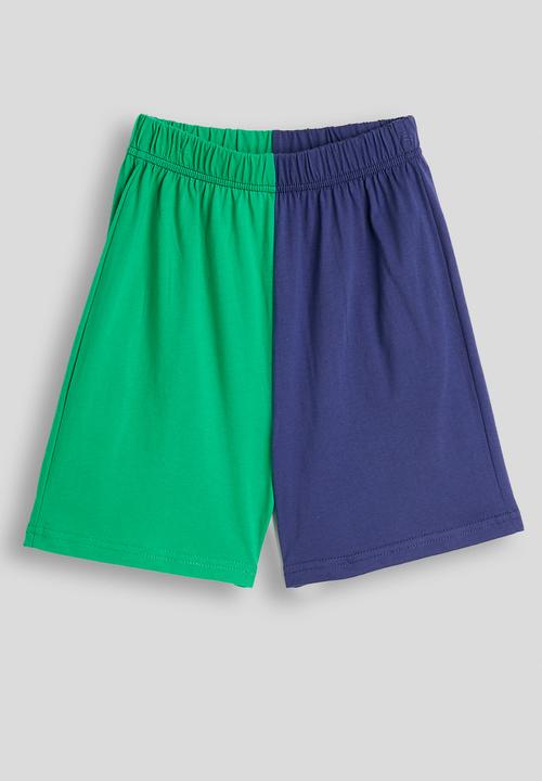 Pop Candy - Split-colour tee and shorts - green/navy
