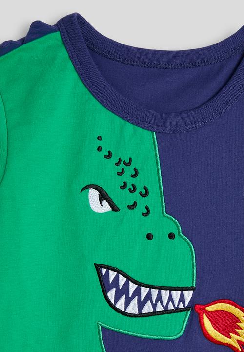 Pop Candy - Split-colour tee and shorts - green/navy
