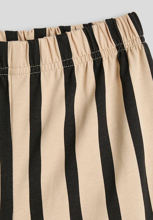 Pop Candy - Dino graphic tee with striped shorts - navy/beige