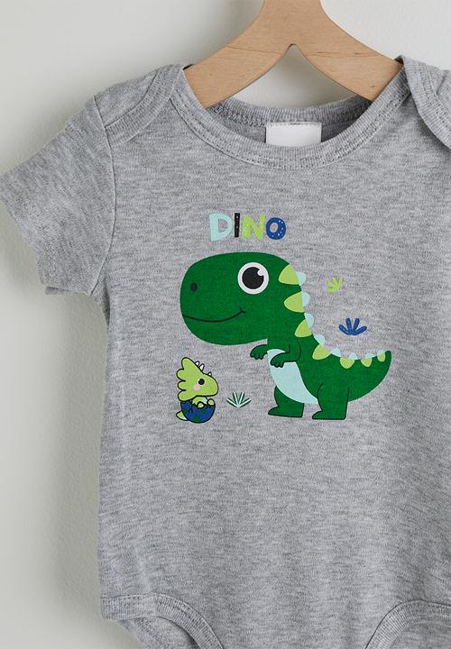 Pop Candy - 3 pack bodysuit - grey/dino aop/green stripes
