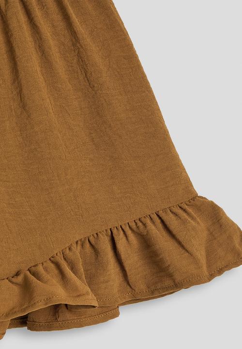 Pop Candy - Shirred bodice blouse with frilled hem shorts - brown