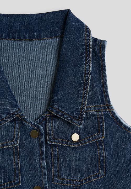 Pop Candy - Denim collared vest with bermuda shorts - dark blue