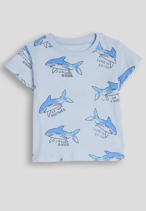 Pop Candy - Shark aop & slogan pj set - light blue