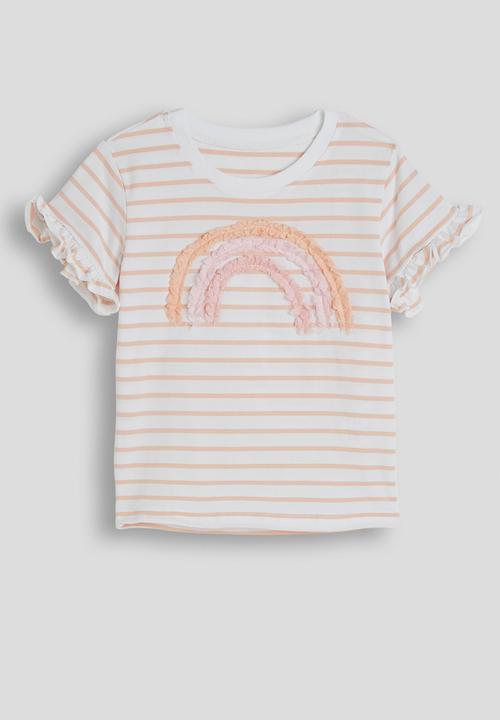 Pop Candy - Rainbow ruffle trim tee with shorts - light pink