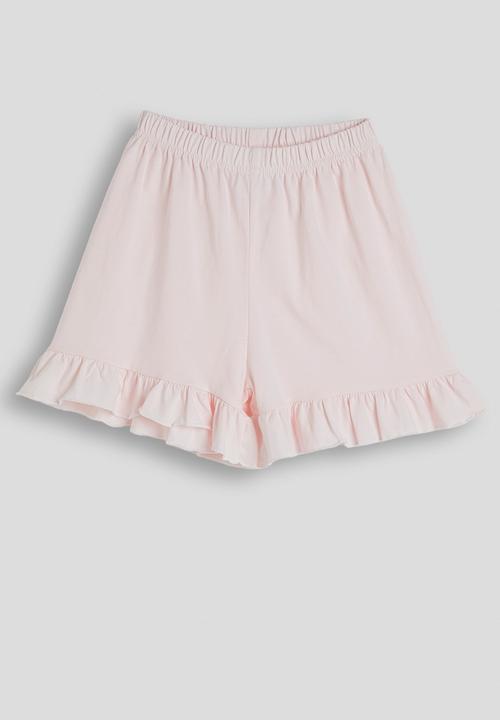 Pop Candy - Rainbow ruffle trim tee with shorts - light pink