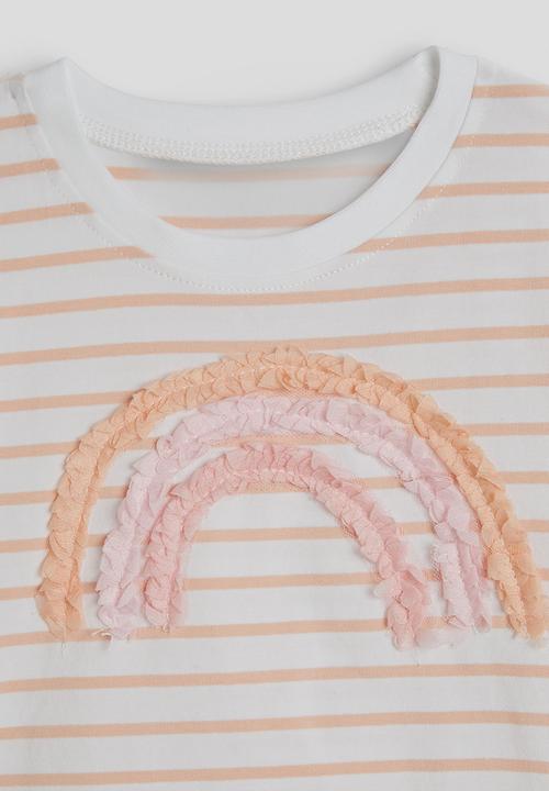 Pop Candy - Rainbow ruffle trim tee with shorts - light pink