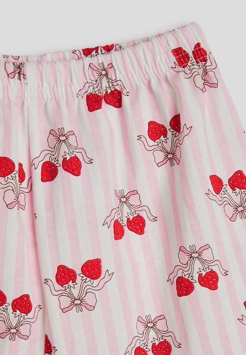 Pop Candy - Frilled sleeve pj set - pink/pink stripes/bow aop