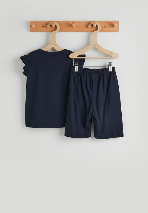 Pop Candy - Frilled sleeve pj set - navy/rainbow