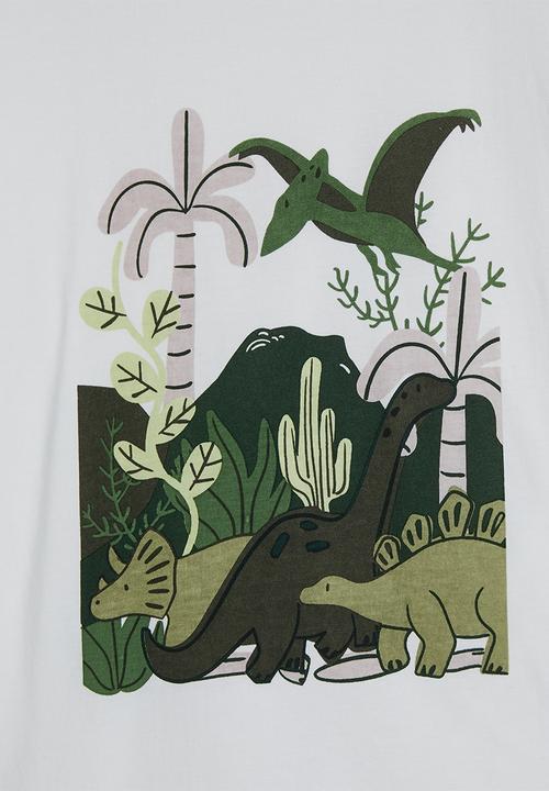 Pop Candy - Dino scene placement tee with shorts - white/green