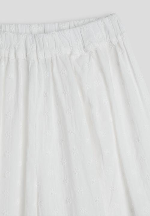 Pop Candy - Anglaise button down blouse with wide leg pants - white
