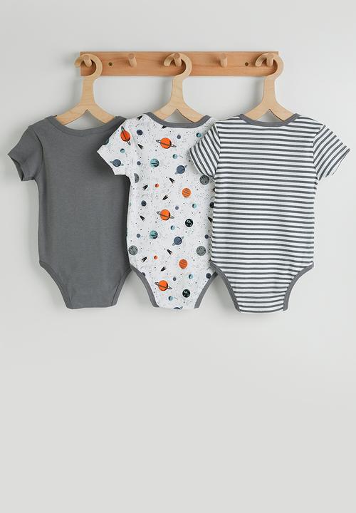 Pop Candy - 3 pack bodysuit - grey/planet aop/grey stripe