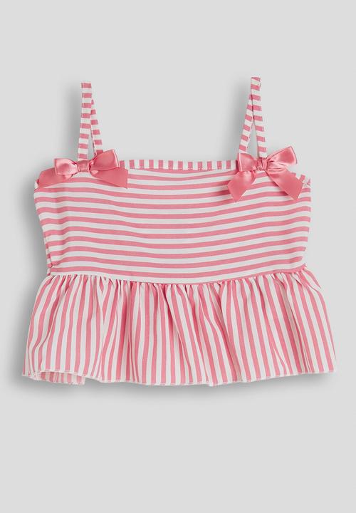 Pop Candy - Peplum camisole with banded hem pants - pink stripe