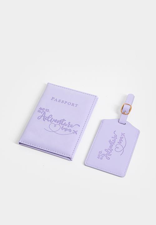 Pop Candy - Embossed passport cover and luggage tag set - lavender