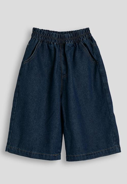 Pop Candy - Denim square neck top with bermuda pants - dark blue