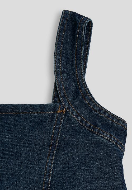 Pop Candy - Denim square neck top with bermuda pants - dark blue