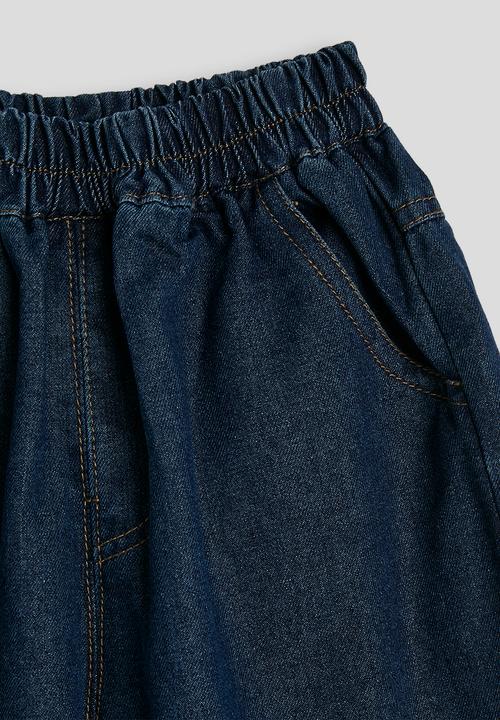 Pop Candy - Denim square neck top with bermuda pants - dark blue