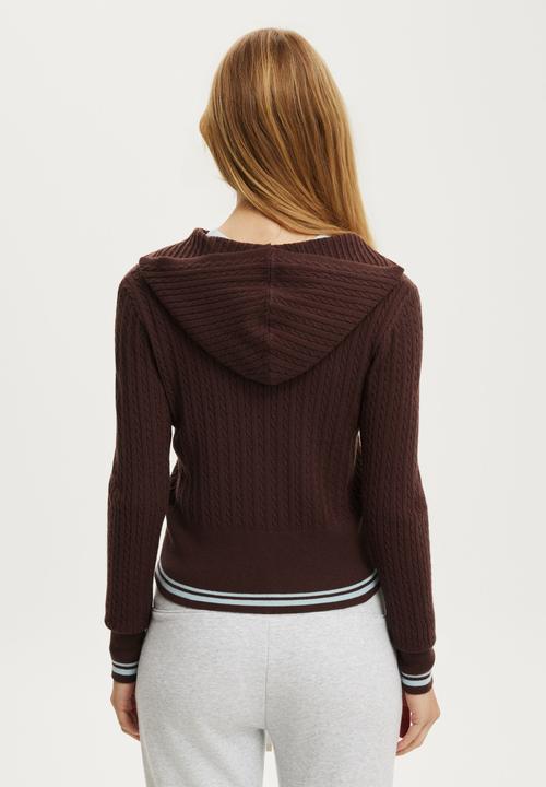 Cotton On - Everfine Hooded Knit - Dark Oak/Blue Tipping
