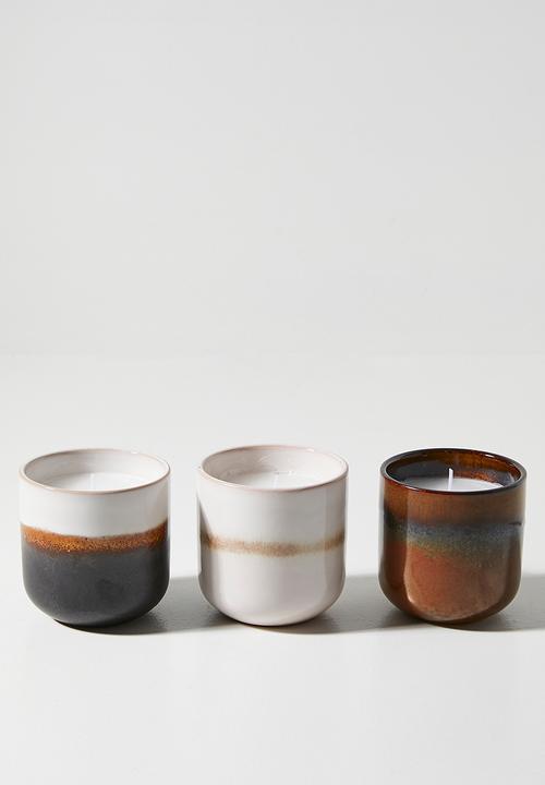 Candle in ceramic set of 3 - Multi