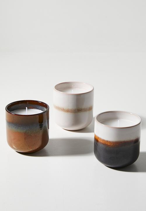H&S - Candle in ceramic set of 3 - Multi
