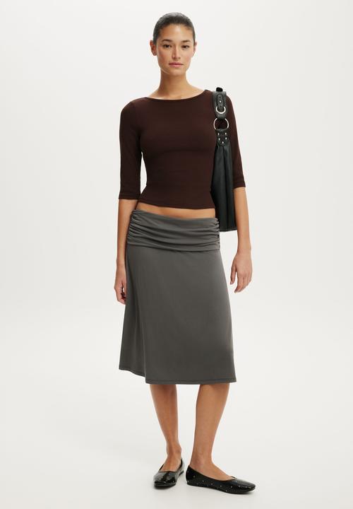 Cotton On - Boat Neck 3/4 Sleeve - Dark Oak