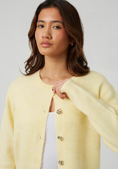 Brave Soul - Ladies Raglan Jersey Knit Cardi With Buttons - Yellow