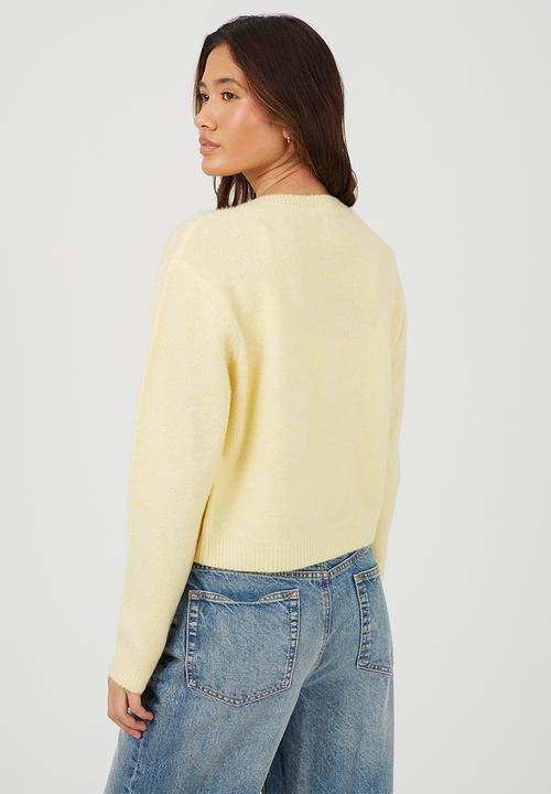 Brave Soul - Ladies Raglan Jersey Knit Cardi With Buttons - Yellow