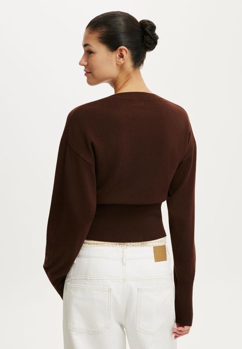 Cotton On - Sara Button Cardigan - Dark Oak