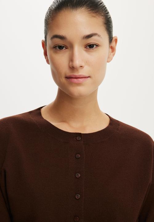 Cotton On - Sara Button Cardigan - Dark Oak