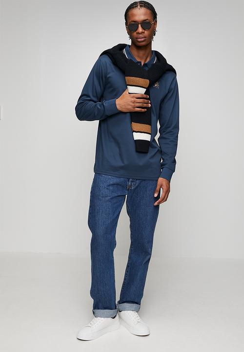 Pringle of Scotland - Edward Long Sleeve Golfer - Mid Blue