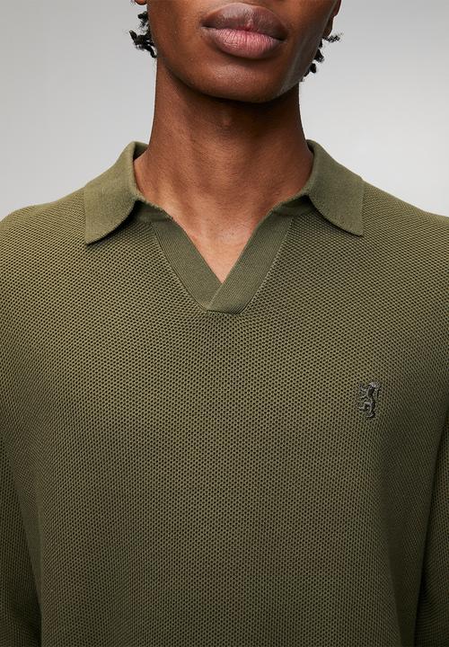 Pringle of Scotland - Brian Collar Textured Knitwear - Olive
