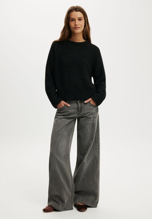 Cotton On - Luxe Crew Neck Sweater - Dreamy Black