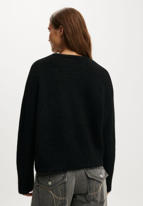 Cotton On - Luxe Crew Neck Sweater - Dreamy Black