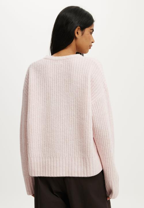 Cotton On - Luxe Crew Neck Sweater - Lofty Soft Pink